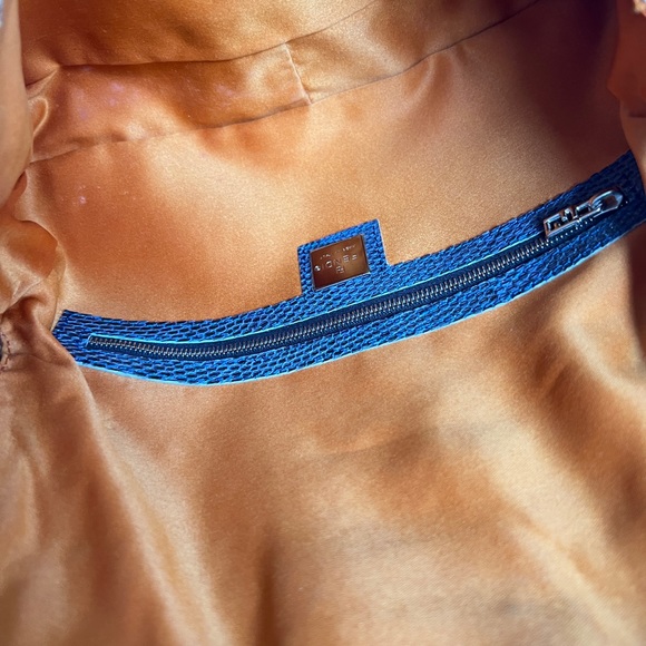 Rare vintage silver sequin trimmed orange beads baguette sold - Picture 3 of 5